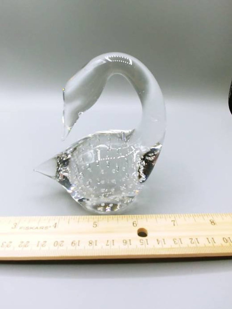 Art Glass Swan with Control Bubbles