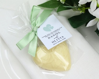 10 + Floral Chocolate Heart - Wedding Favours - Personalised Labels - Belgian Chocolate -  Bespoke Favours