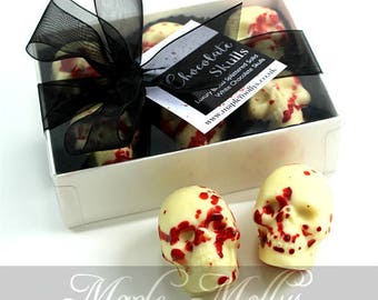 Blood Splattered White Chocolate Skull Gift Box - Skull Lover - Birthday Gift - Halloween Chocolate - Gory Chocolate - Foodie