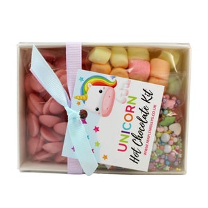 Unicorn Hot Chocolate Kit Unicorn Lover Stocking Filler Unicorn Party Strawberry Chocolate Birthday Christmas Easter Gift Box image 2