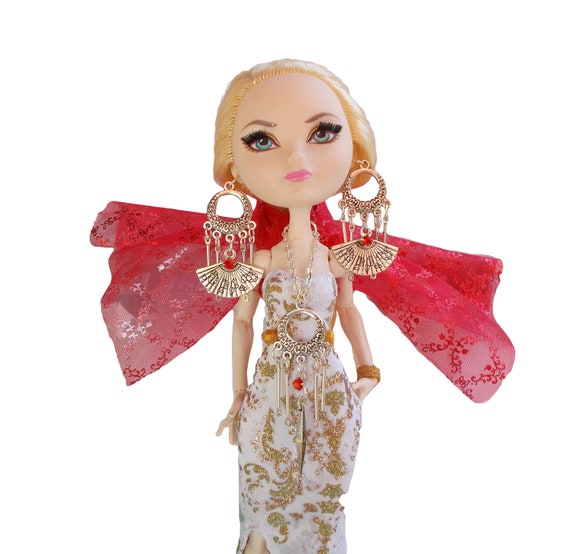 JEWELRY BARBIE CHINESE EMPRESS DOLL GREEN /& GOLD BEADED NECKLACE ACCESSORY ITEM