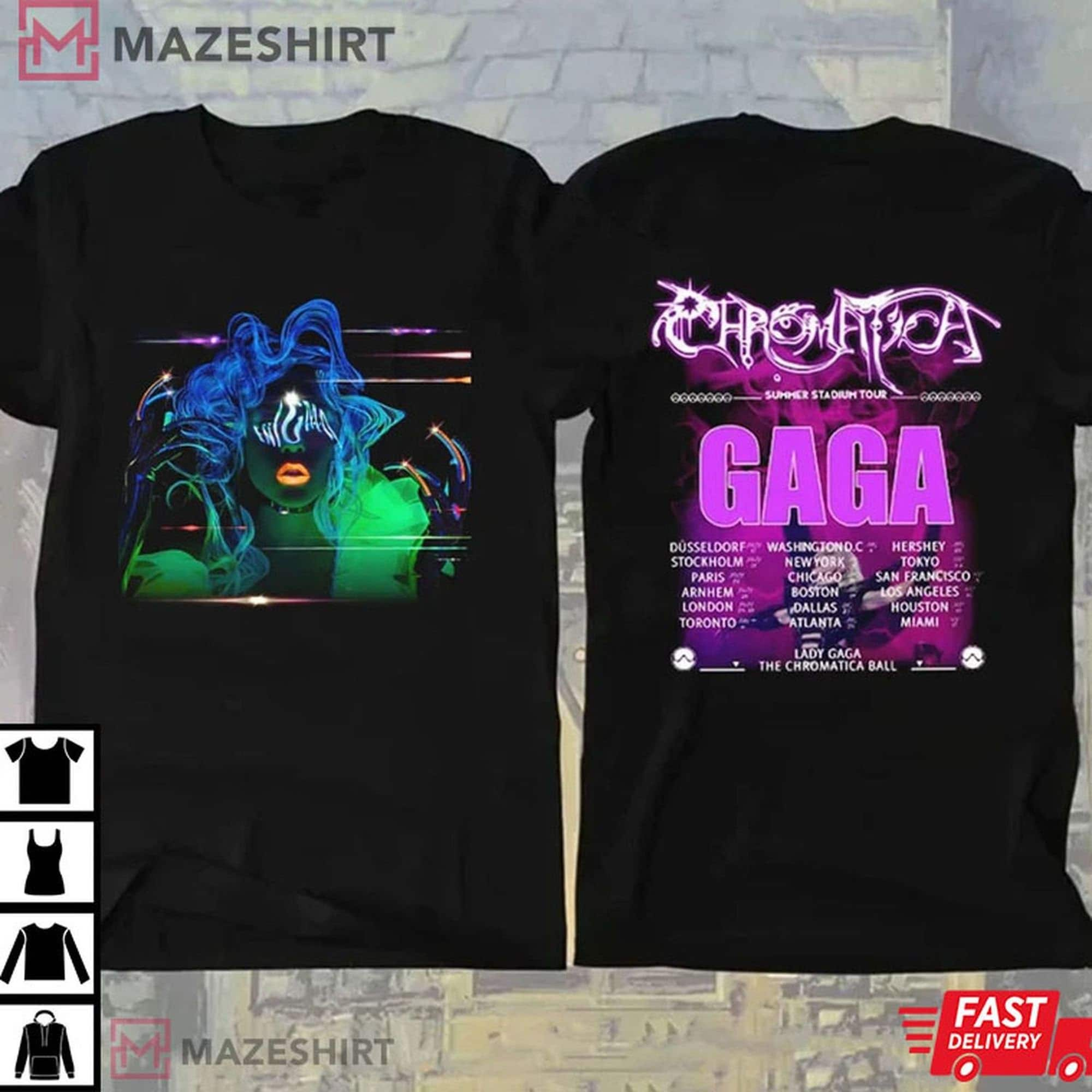 Discover Gaga The Chromatica Ball Tour 2022 Lady Gaga Album Doppelseitiges T-Shirt