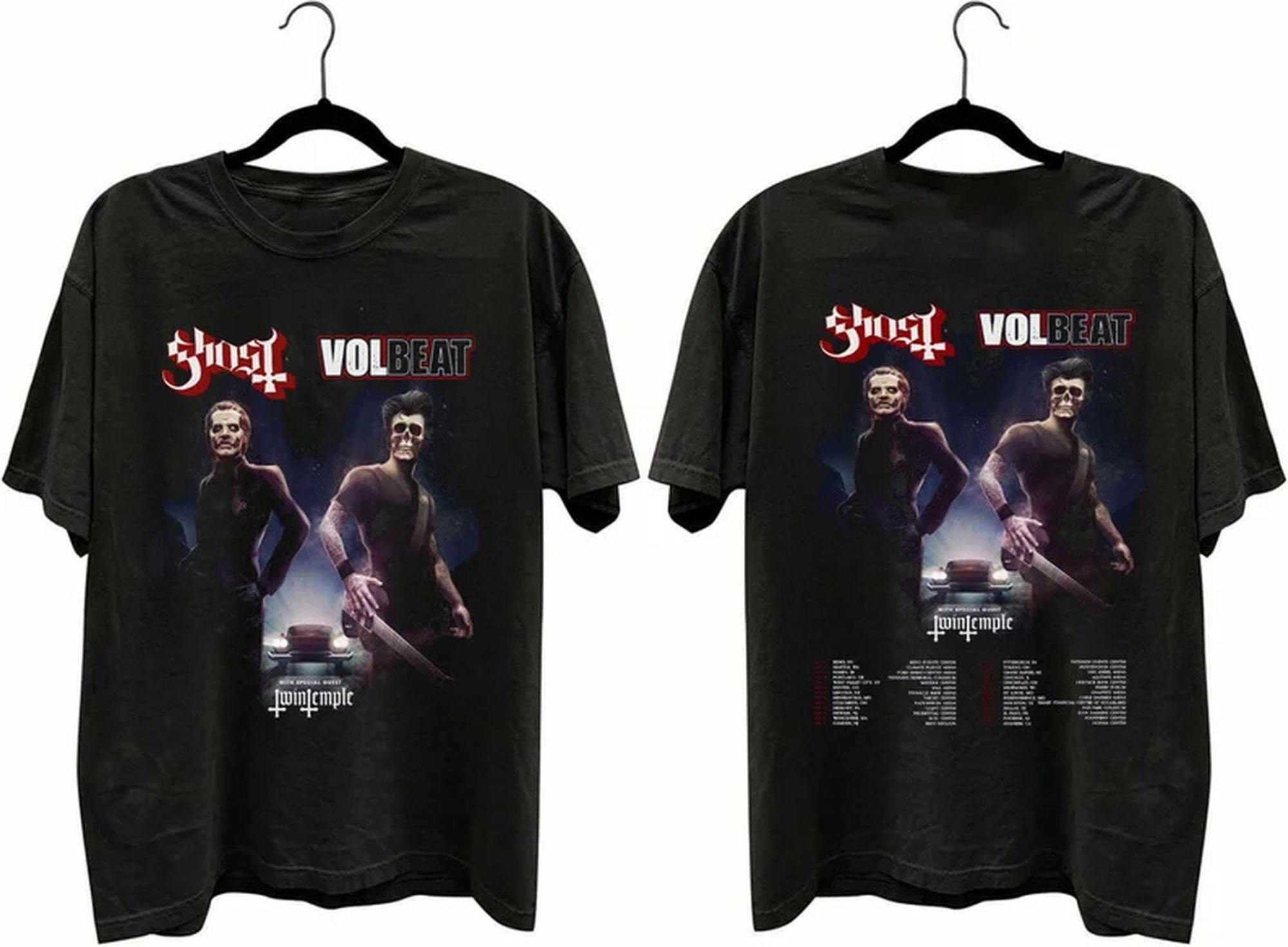 Discover HOT Music World Tour Ghost + Volbeat Tour 2022 Zweiseitiges T-Shirt