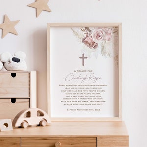 Custom Baptism Sign, Baptism Date, Christening, Baptism Gift Girl Personalized, Gift from Godparents to Goddaughter, New Baby Sign