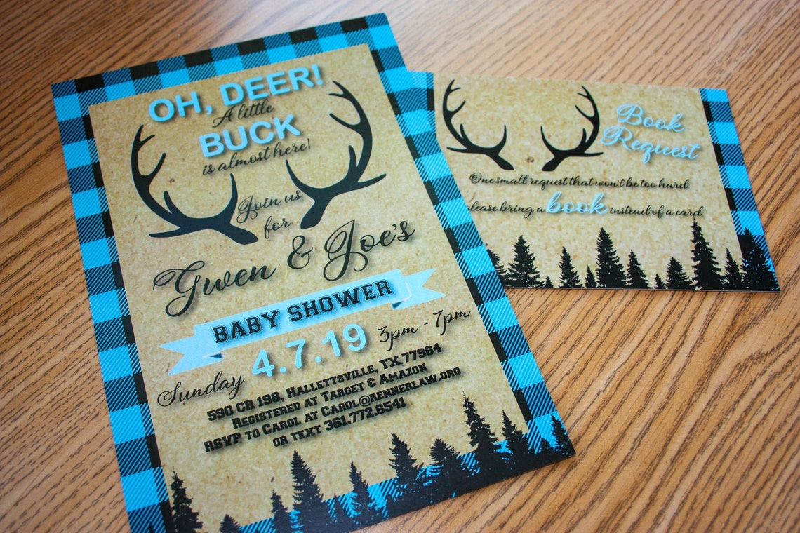 Oh Deer A Little Buck is Almost Here Baby Shower Invitation, Books for ...