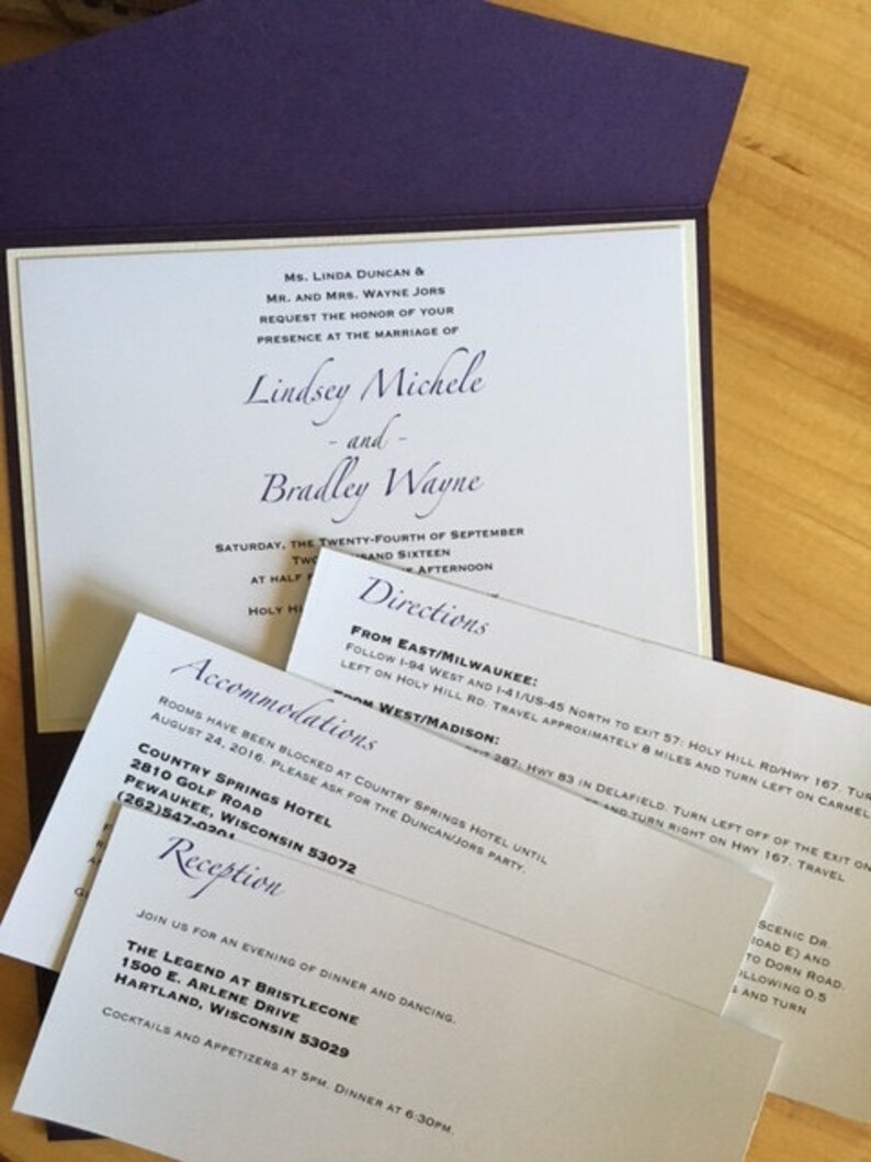 Horizontal Pocket Fold Invitation, Wedding. Pocketfold, Inserts, Rustic