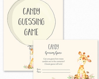 Baby Shower Games - Candy Guessing Game - Giraffe Baby Shower - Giraffe Shower Games - Guess how many Candies - Giraffe Candy Guessing Game