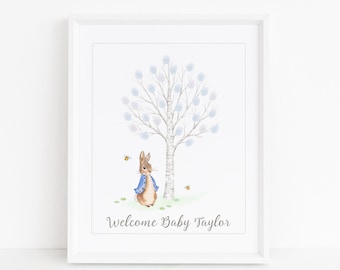 Baby Shower Fingerprint Guest Book - Peter Rabbit Baby Shower - Personalized Alternative Guest Book - Fingerprint Tree - Peter Rabbit