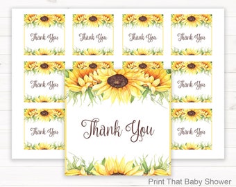Baby Shower Favor Tag - Floral Baby Shower - Sunflower Printable Favour Tags - Floral Baby Shower Thank You Tag - Floral Favors - Sunflowers