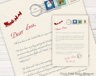 Personalized Letter from Santa Christmas Printable Download Customizable Name