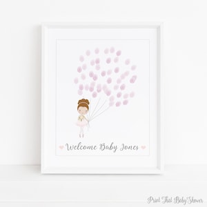 Baby Shower Fingerprint Guest Book - Ballerina Baby Shower - Personalized Alternative Guest Book - Fingerprint Tree - Ballerina