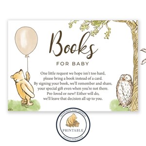 Bücher für Baby - Winnie the Pooh Books For Baby - Baby Shower Insert - Einladung Insert - Books For The Baby Card - Classic Winnie the Pooh