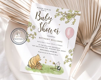 Winnie The Pooh Baby Shower Invitations - Winnie The Pooh Baby Shower - Printable Invitation - Digital Invite - Classic Pooh Bear Invite