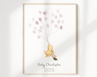 Baby Shower Fingerprint Guest Book - Winnie the Pooh Baby Shower - Personalized Alternative Guest Book - Fingerprint Tree - Pooh Bear