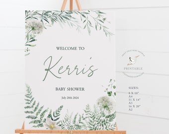 Baby Shower Welcome Sign - Botanical Baby Shower Printable Signs - Welcome to the Baby Shower - Personalized - Greenery Baby Shower