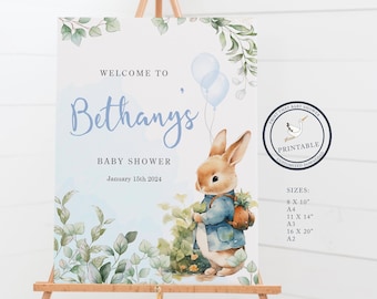 Baby Shower Welcome Sign - Peter Rabbit Baby Shower Printable Signs - Welcome to the Baby Shower - Personalized - Peter Rabbit Baby Shower