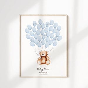 Libro degli ospiti firmato Baby Shower / Baby Shower con orsacchiotto / Libro degli ospiti alternativo personalizzato / Albero delle firme / Orsacchiotto blu