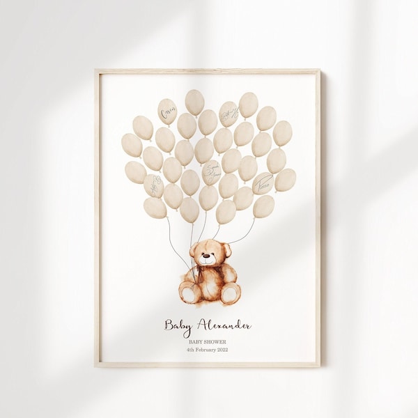 Livre d'or signature pour fête prénatale | Douche de bébé ours en peluche | Livre d’or alternatif personnalisé | Arbre signature | Ours en peluche