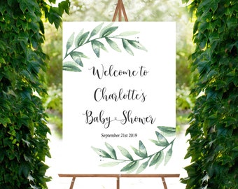 Baby Shower Welcome Sign - Botanical Baby Shower Printable Signs - Welcome to the Baby Shower - Personalized - Greenery Baby Shower