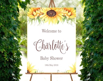 Baby Shower Welcome Sign - Customized Baby Shower Printable Sign - Welcome to the Baby Shower - Floral Baby Shower Decor - Sunflowers