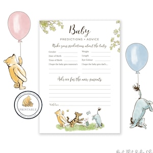 Baby voorspellingen kaart | Babyshowerspellen | Advies en wensen voor toekomstige ouders | Babyvoorspellingen en advies | Winnie de Poeh babyshower