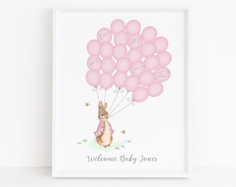 Baby Shower Signature Guest Book - Peter Rabbit Baby Shower - Personalized Alternative Guest Book - Nursery Art Signature Tree - Flopsy
