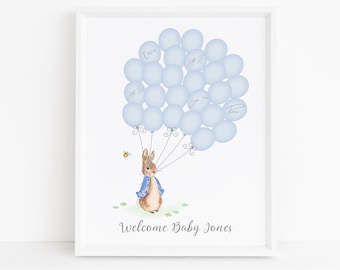 Baby Shower Signature Guest Book, Peter Rabbit Baby Shower, Personalized Alternative Guest Book, Nursery Art Signature Tree, Peter Rabbit