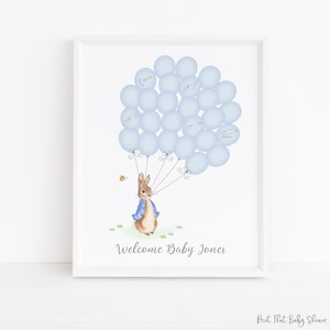 Baby Shower Signature Guest Book, Peter Rabbit Baby Shower, Libro degli ospiti alternativo personalizzato, Nursery Art Signature Tree, Peter Rabbit