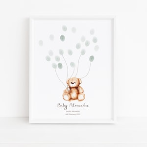 Baby Shower Fingerprint Guest Book - Teddy Bear Baby Shower - Personalized Alternative Guest Book - Fingerprint Tree - Teddy Bear