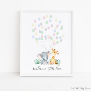 Babyshower Vingerafdruk Gastenboek - Olifant Babyshower - Alternatief Gastenboek - Vingerafdrukboom - Jungle Vrienden