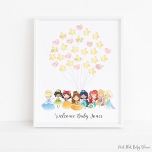Baby Shower Signature Guest Book - Princess Baby Shower - Personalized Alternative Guest Book - Nursery Art Signature Tree - Princess