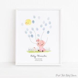 Baby Shower Fingerprint Guest Book - Farm Baby Shower - Personalized Alternative Guest Book - Fingerprint Tree - Piglet - Pig