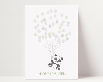 Baby Shower Fingerprint Guest Book - Panda Baby Shower - Personalized Alternative Guest Book - Fingerprint Tree - Panda
