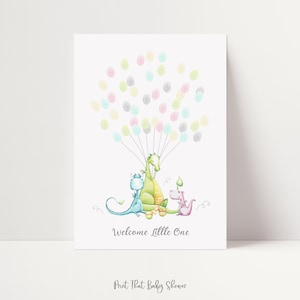 Baby Shower Fingerprint Guest Book - Dragon Baby Shower - Boy Baby Shower - Alternative Guest Book - Fingerprint Tree - Very Scary Dragons