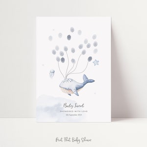Baby Shower Fingerprint Guest Book - Under the Sea Baby Shower - Personalized Alternative Guest Book - Fingerprint Tree - Whale