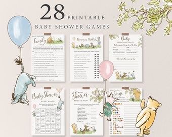 Winnie the Pooh Baby Shower Games Bundle | Gender Neutral | Virtual Games | Printable DIY | Eyeore Piglet Roo
