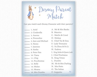 Baby Shower Games Disney Parent Match Game Disney Etsy
