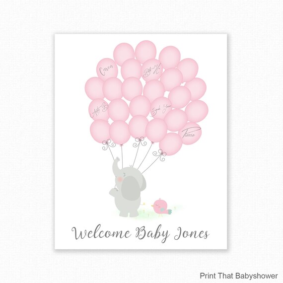 Baby Shower Signature Guest Book, Elephant Baby Shower, Personalized
