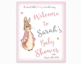 Baby Shower Welcome Sign - Peter Rabbit Baby Shower Printable Signs - Welcome to the Baby Shower - Personalized - Peter Rabbit