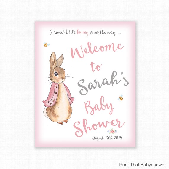 Baby Shower Welcome Sign - Peter Rabbit Baby Shower Printable Signs - Welcome to the Baby Shower - Personalized - Peter Rabbit Il_570xn