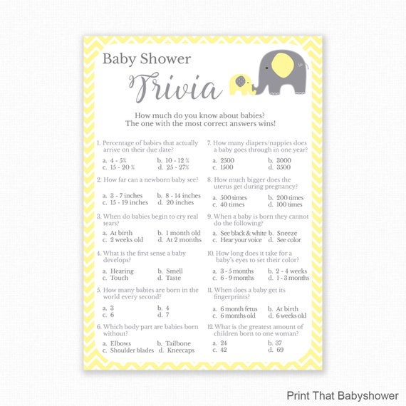 Baby Shower Games Baby Trivia Game Baby Shower Trivia -  Portugal