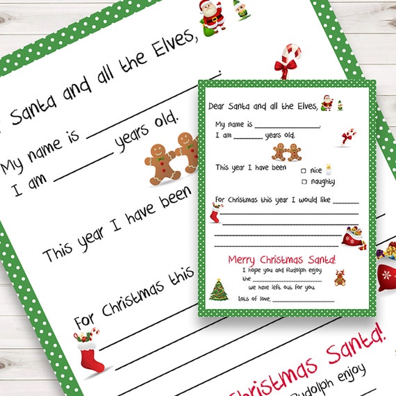 Letter to Santa Dear Santa Claus Christmas Letter Printable Download Il_570xn