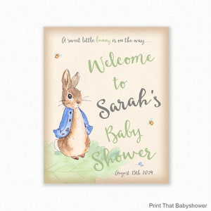 Baby Shower Welcome Sign - Peter Rabbit Baby Shower Printable Signs - Welcome to the Baby Shower - Personalized - Peter Rabbit