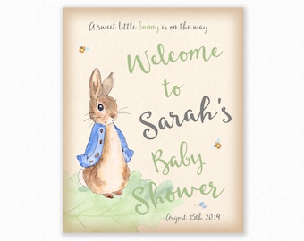 Baby Shower Welcome Sign - Peter Rabbit Baby Shower Printable Signs - Welcome to the Baby Shower - Personalized - Peter Rabbit