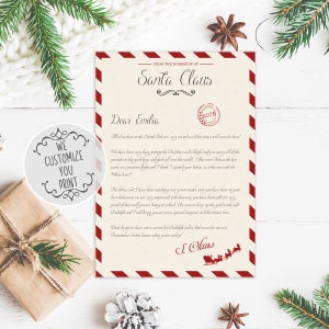 Lettera personalizzata di Babbo Natale Lettera di Natale Stampabile Scarica Nome personalizzabile