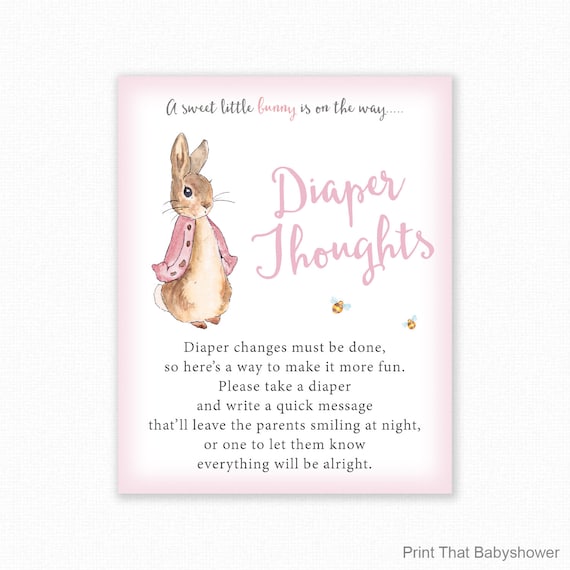 Baby Shower Game - Diaper Thoughts - Peter Rabbit Baby Shower - Nappy Thoughts - Write on Diaper Message Game, Printable Baby Shower Il_570xn
