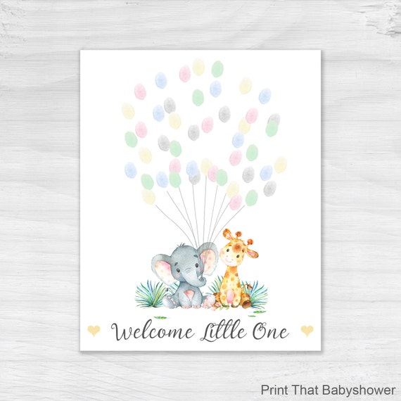 Baby Shower Fingerprint Guest Book Elephant Baby Shower