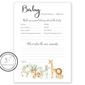 Baby voorspellingen kaart | Babyshowerspellen | Advies en wensen voor toekomstige ouders | Babyvoorspellingen en advies | Olifant Safari babyshower