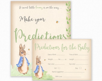 Baby Shower Games - Baby Predictions Game - Baby Predictiction Card - Peter Rabbit Shower Games - Peter Rabbit Prediction Card