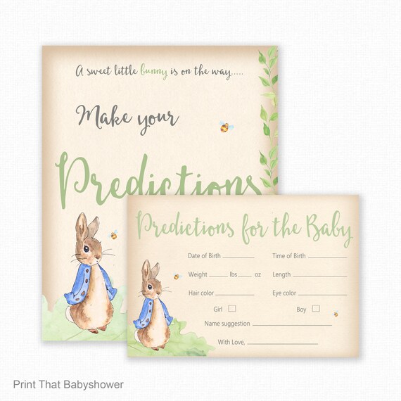 Baby Shower Games - Baby Predictions Game - Baby Predictiction Card - Peter Rabbit Shower Games - Peter Rabbit Prediction Card Il_570xn